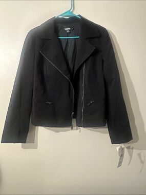 NWT DKNY Women Full Zip Light Weight Motorcycle Jacket Black size 14